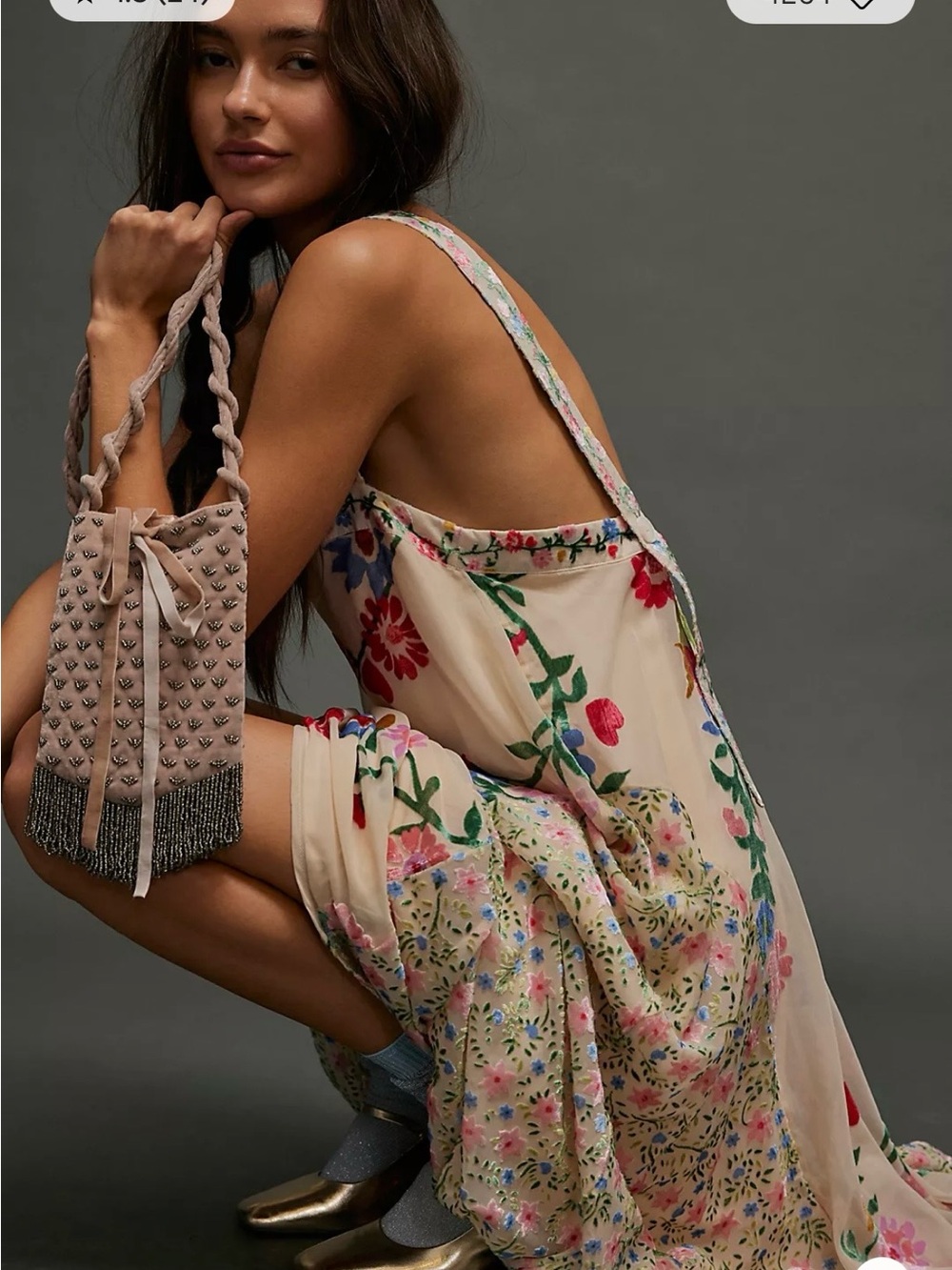 Free People Falling Petals Velvet Maxi Dress - Picture 3 of 10